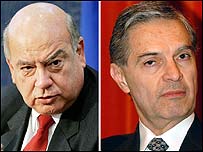 Os candidatos à presidência da OEA José Miguel Insulza (esq.) e Luis Ernesto Derbez