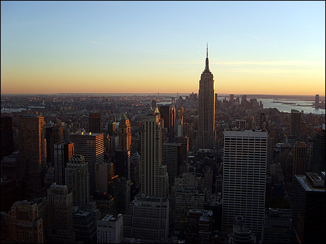 View from Rockefeller Centre across New York