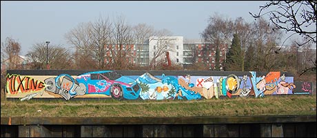 Brightly coloured graffiti, Ipswich