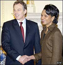 تونی بلر و کاندوليزا رايس