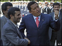 Os presidentes do Irã, Mahmoud Ahmadinejad, e da Venezuela, Hugo Chávez