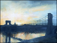 Suspension bridge sunrise by Nick Hedderley