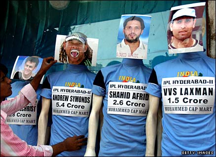 Mannequins representing the new Hyderabad cricket team