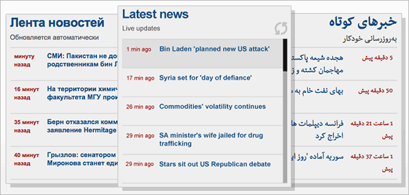 BBC world service rolling news blocks