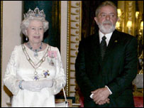 Kraliçe Elizabeth ve Brazilya lideri da Silva