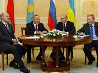 Президенти Лукашенко, Назарбаєв, Путін і Кучма