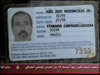 Carteira de mergulhador de João José Vasconcelos, exibida pela Al-Jazeera