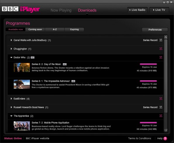 BBC iPlayer desktop series record