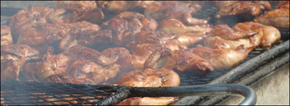 Meat cooking on barbecue