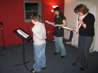 The cast on the set.