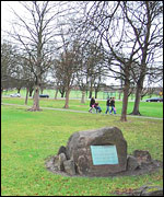 Site of Brunswick Station and plaque stone.