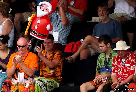 England fans with their blow-up Santa