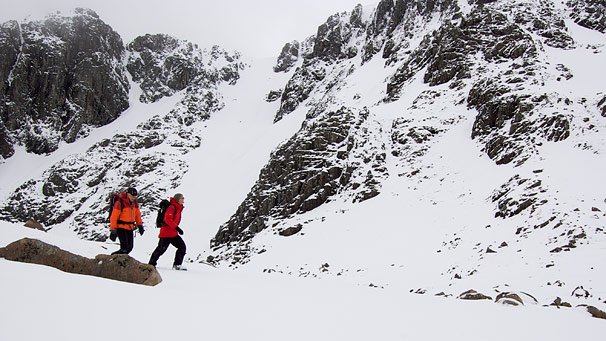 Nick Crane (R) and Al Hinkes in the Lost Valley, Glen Coe