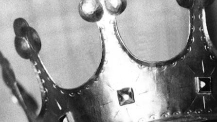 Black and white photograph of a crown