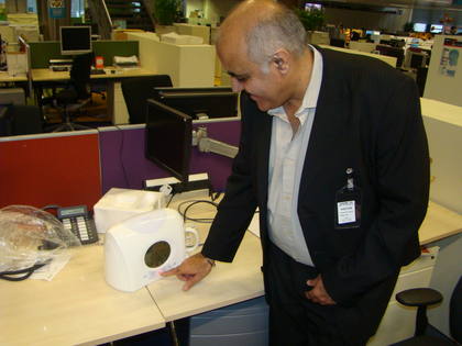 Arvinder tests out his new Tea Maker