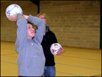 Nina Bridge showing the boys the ropes.