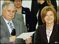 لخ کاژنسکی و همسرش ماريا