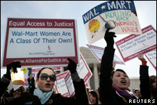 Women protesting against Wal-Mart outside the US Supreme Court in Washington