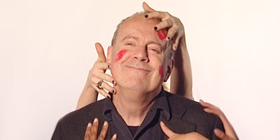 Gyles covered in lipstick