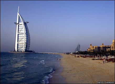 Dubai's Burj Al Arab hotel and Jumeirah Beach