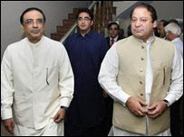 (له ښۍ خوا) نوازشريف، بلاول بوټو او علي اصف زرداري