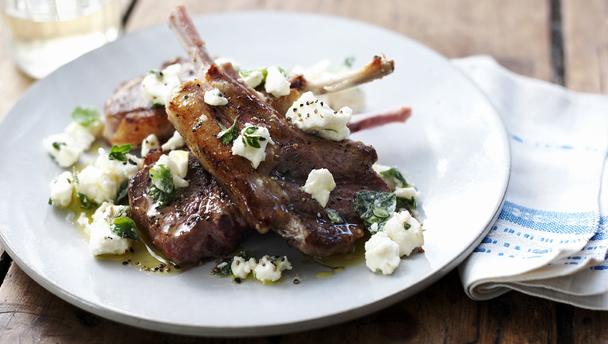 Grilled lamb with feta