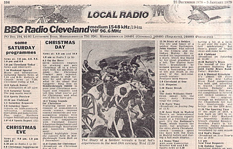 BBC Radio Cleveland listings from 1978
