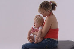 A young mother and her baby