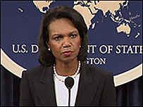 Ngoại trưởng Condoleezza Rice tại họp báo công bố phúc trình