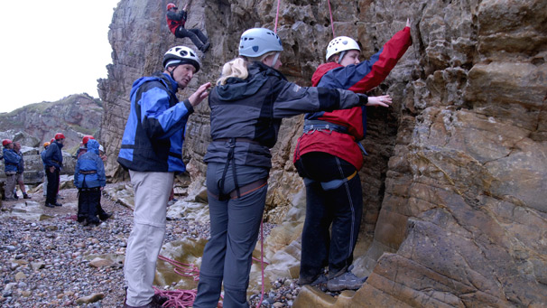 Jim Morning gives advice to Andrea Logan and Rachel Guest