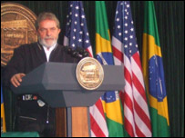 Presidente Lula durante coletiva em Camp David