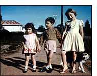 Peter running around with his sisters