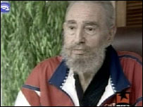 Imagens da entrevista de Fidel Castro à TV cubana