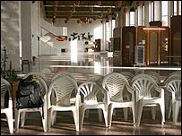 Plastic chairs in Basrah airport