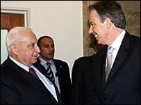 अरियल शेरॉन और टोनी ब्लेयर