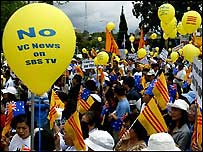 Cảnh biểu tình trước SBS Sydney