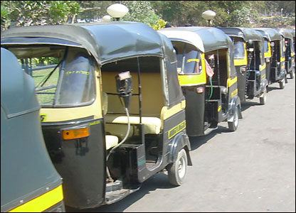 A line of rickshaws