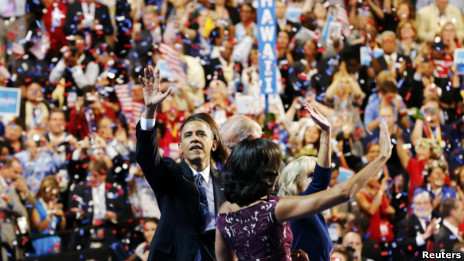 美国总统奥巴马正式接受民主党总统候选人提名(07/09/2012)