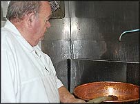 Martin Mizen stirring the boiling sweet mixture