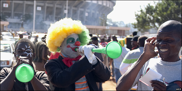 Zimbabweans outside the stadium in Harare