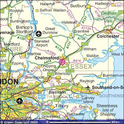 map of Chelmsford