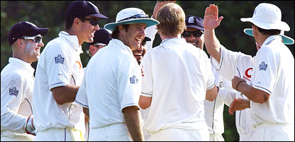 England celebrate during their tour match