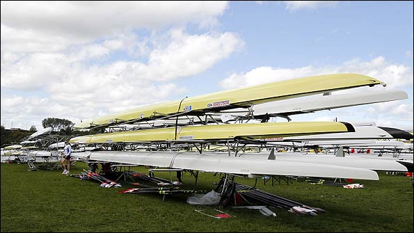 Boats stay stacked up as high winds cancel the heat races on day one