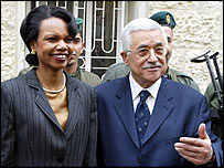 Condoleezza Riceová a Mahmúd Abbás
