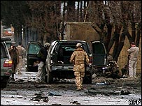 Quang cảnh nơi bị đánh bom sáng thứ Hai tại Kabul