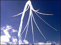Red Arrows practicing above Lincolnshire