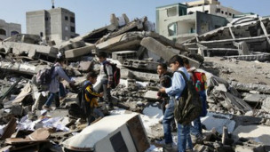 منازل دمرت في الهجمات الاسرائيلية على غزة