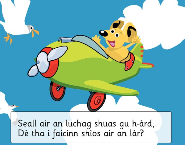Seall air an luchag shuas gu h-àrd - Dè tha i faicinn shìos air an làr?