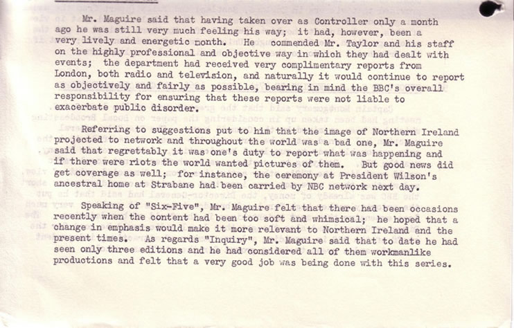 Controller's Report - BBC Northern Ireland Advisory Council Minutes, June 1966