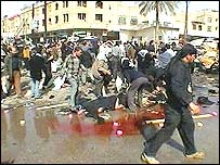 Saldırı sonrasında Kerbela sokaklarının görünümü